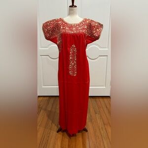 XL San Antonino Maxi Dress,Oax,Mexican dress Hand Embroidered with Silk threads.